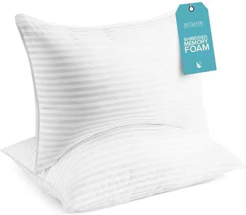 Beckham Hotel Collection QueenStandard Size Memory Foam Bed Pillows Set of   Cooling Shredded Foam Pillow for Back, Stomach or Side Sleepers