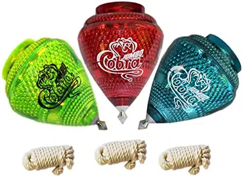 Cometa Pack Jumbo Cobra Durable Plastic Spin Tops for Kids Metal Tip Made in Mexico   Trompo Mexicano Jumbo Cobra Plico Durable & Punta de Metal (Pack of Assorted Colors)