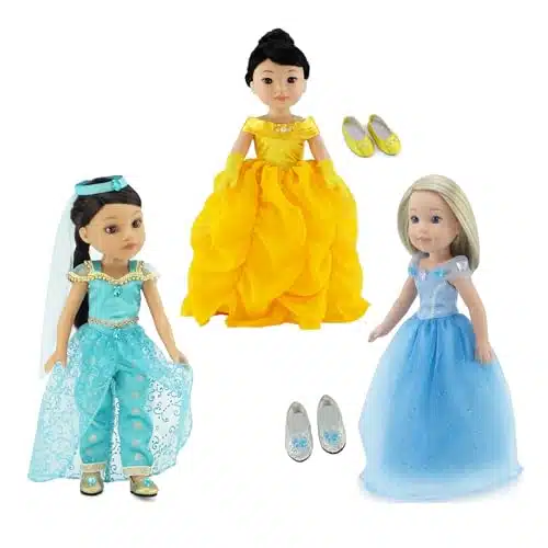 Emily Rose Inch Doll Princess Value Bundle  Doll Piece Set, Includes Favorite Make Believe Characters   Inspired Costumes  Compatible with ellie Wishers and Glitter Girls Doll