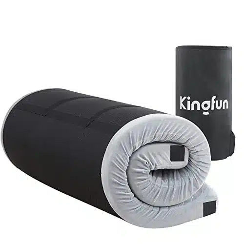 Kingfun Inch CertiPUR US Memory Foam Camping Mattress, Waterproof Roll up Sleeping Pad for Adults, Comfortable Thick Floor Sleeping Mats for Car Truck Tent with Removable Trav