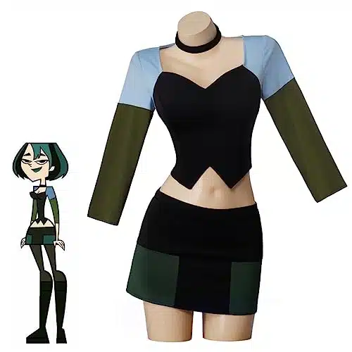 RocailleCos Total Drama Island Gwen Cosplay Costume Crop Top and Mini Skirts for Women (M, Gwen)