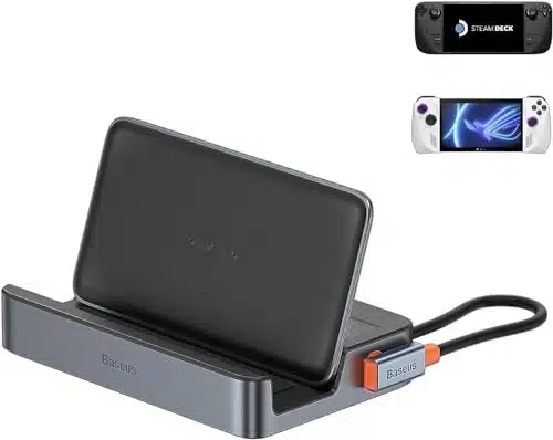 Steam Deck Dock, Baseus in Docking Station for Steam Deck & ROG Ally & Legion Go with HDMI K@Hz, Gigabit Ethernet, Adjustable Stand Design,  PD and B A Ports