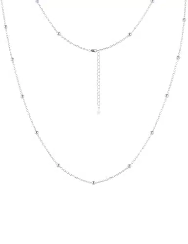 Waitsoul Solid Sterling Silver Cuban Shain Necklaces for Women Satellite Chain Necklace,mm Silver Cuban Chain Necklace Satellite Cuban Chain +Inches