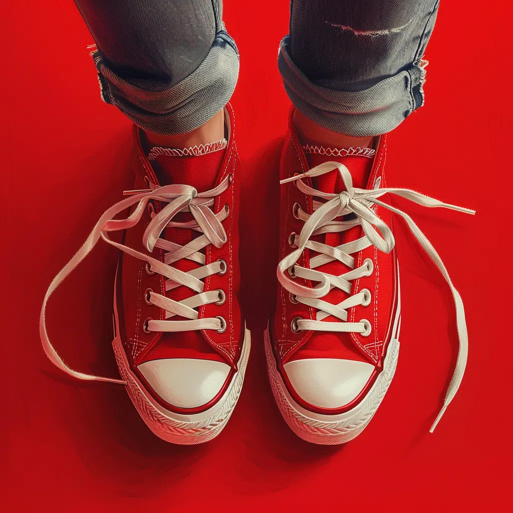 red sneakers